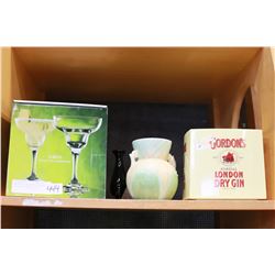 NEW SET OF MARGARITA GLASSES DRY GIN ICE BUCKET ETC