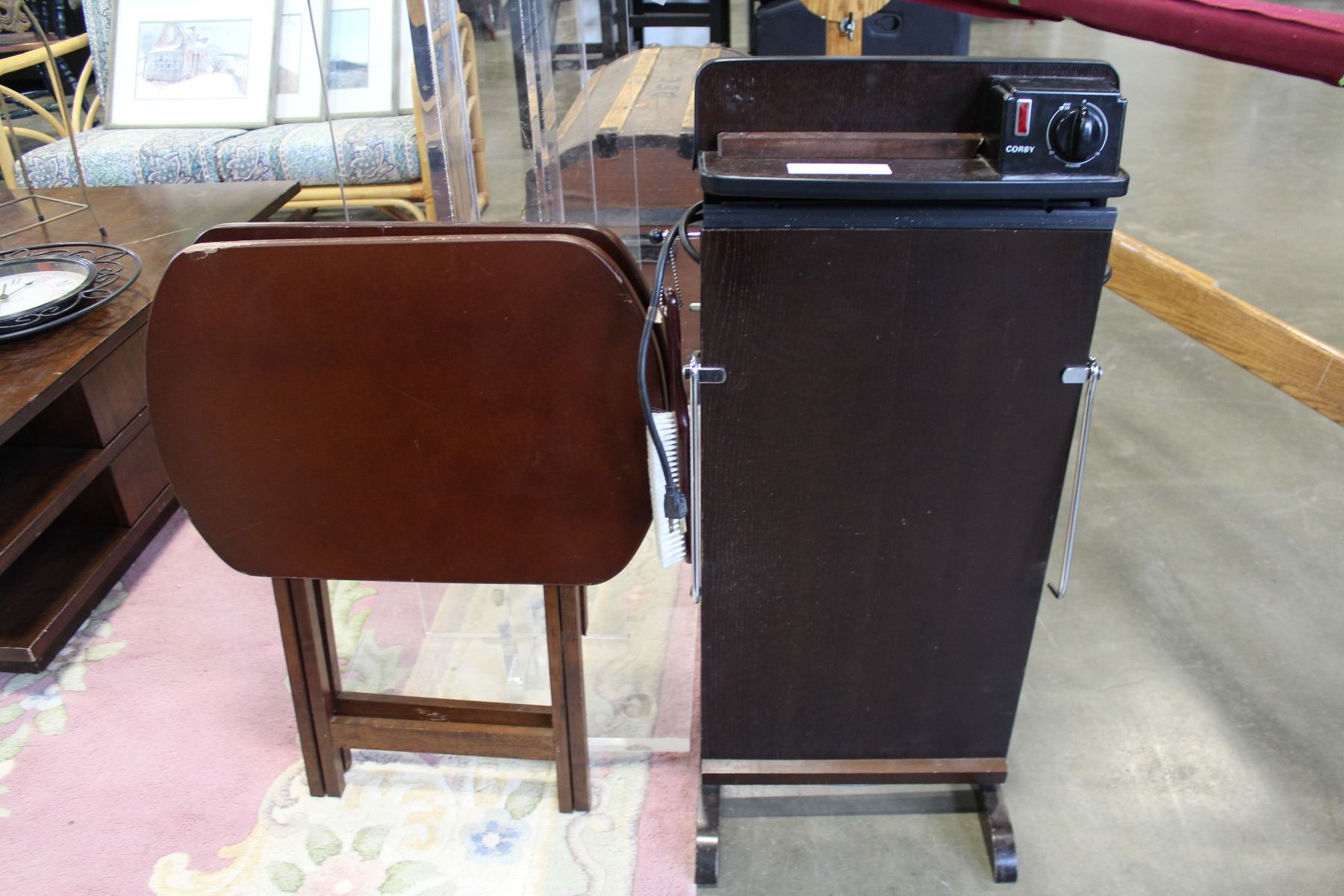 Two Modern Tv Trays And Pant Press