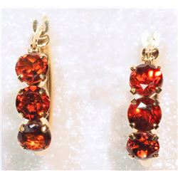 14kt Gold Garnet Hoop Style Earrings
