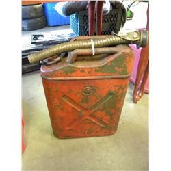 VINTAGE METAL JERRY CAN WITH SPOUT