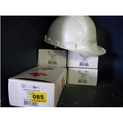 WHITE HARD HAT AND 5 BOXES OF 3/8" SLEEVE-ALL FLATHEAD ENTERS