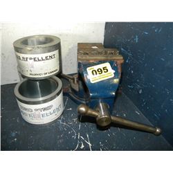 3 ROLLS OF MOSS REPELLENT AND BENCH VICE