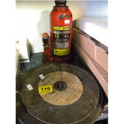 LOT OF 6 GRINDING DISKS AND 12 TON HYDRAULIC JACK