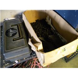 BOX OF DRYWALL SCREWS AND COIL NAILS