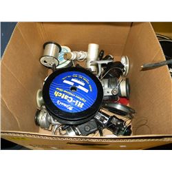 BOX OF MISC FISHING LINE/REELS