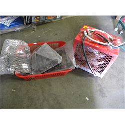 INDUSTRIAL SPACE HEATER AND TRAY OF PICTURE FRAMES