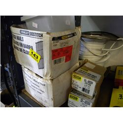 2 BOXES OF STICK NAILS/BOX OF 2.5" NAILS/ROLL OF ELECTRIC WIRE/2 BOXES OF STANLEY FIRE RATED DOOR HI
