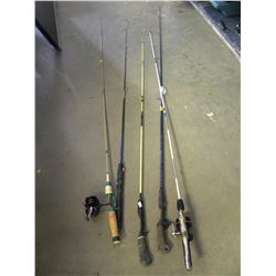 5 FISHING RODS & 2 REELS