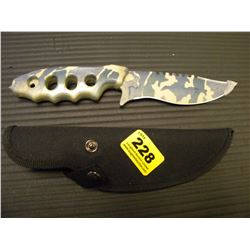 BLUE CAMO HUNTING KNIFE WITH SOFT CASE