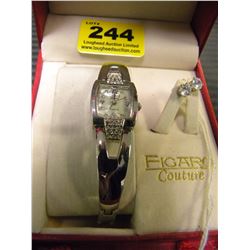 LADIES SILVER DRESS WATCH & STUD EARRINGS