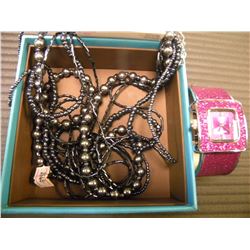 PURPLE LADIES DRESS WATCH & NECK PIECE