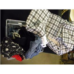 TUB OF MISC T-SHIRTS/DENIM JEANS/SOCKS/SWEATERS/BED SHEET