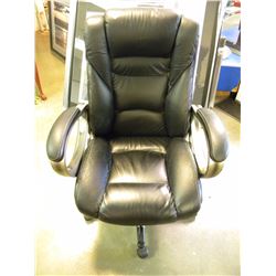 BLACK LEATHER SWIVEL OFFICE CHAIR