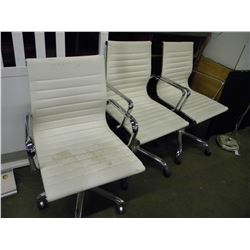 3 WHITE/CHROME SWIVEL DIRECTORS CHAIRS