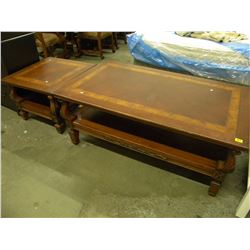 LARGE INLAID/CARVED COFFEE TABLE WITH MATCHING END TABLE