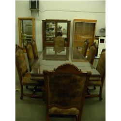 10 PIECE SOLID CARVED MAHOGANY DINING SET