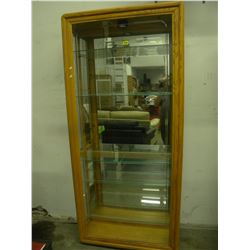 OAK 5 SHELF DISPLAY CABINENT