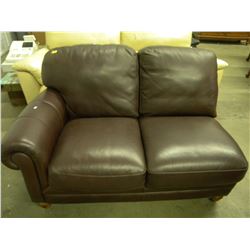 CHOCOLATE BROWN LEATHER NATUZZI ROLLED ARM SECTIONAL PIECE