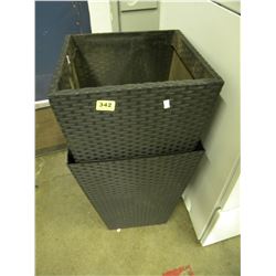 2 LARGE TAN COLOURED FLOWER BASKETS