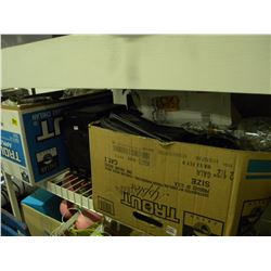 SHELF OF MISC GLASSWARE/PLATES/SPEAKERS ETC