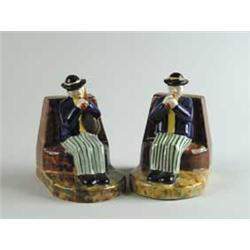 PAIR OF FRENCH QUIMPER FIGURAL BOOKENDS