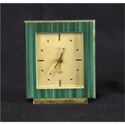 FINE MALACHITE STYLE TIFFANY & CO. TRAVEL CLOCK