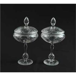 PAIR OF PAIRPOINT COVERED COMPOTES