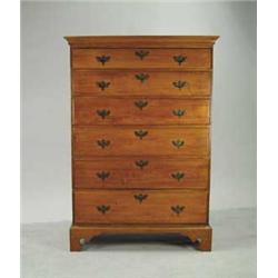 SIX DRAWER CHIPPENDALE MAPLE TALL CHEST