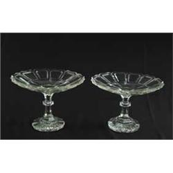 TWO FACETED CRYSTAL COMPOTES