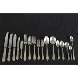 HUGE STERLING INTERNATIONAL SILVER FLATWARE SERVICE IN THE “MINUET” PATTERN