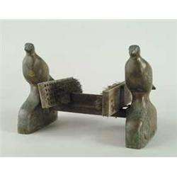 FINE BRONZE DOUBLE DOVE FIGURAL BOOT SCRAPER