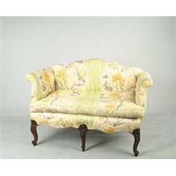 EARLY GEORGE III STYLE CARVED MAHOGANY LOVESEAT