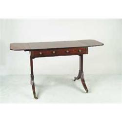 REGENCY CARVED MAHOGANY DROP LEAF SOFA TABLE