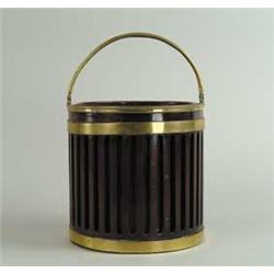 ENGLISH BRASS BOUND MAHOGANY PLATE PAIL