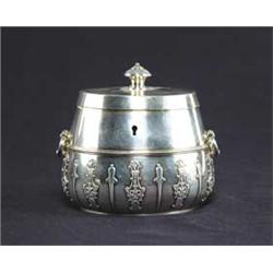 INTERESTING REPRODUCTION STERLING SILVER TEA CADDY