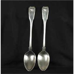 PAIR OF ENGLISH STERLING SILVER STUFFING SPOONS
