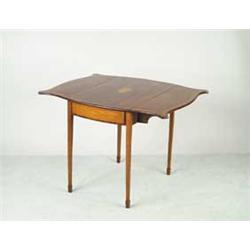 GEORGE III INLAID SATINWOOD AND MAHOGANY PEMBROKE TABLE