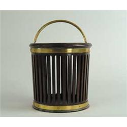 ENGLISH BRASS BOUND MAHOGANY PLATE PAIL. 
