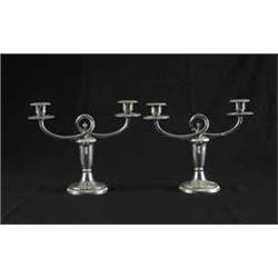 PAIR OF CONTINENTAL SILVER TWO-BRANCH CANDELABRAS