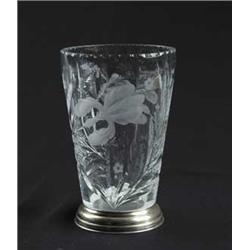 HAWKES CUT GLASS & STERLING VASE