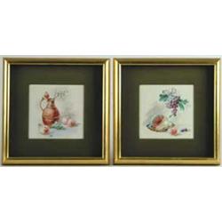 PAIR OF UNSIGNED SMALL WATERCOLOR STILL LIFES