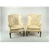 Image 1 : PAIR OF LEATHER EMBOSSED UPHOLSTERED WING CHAIRS