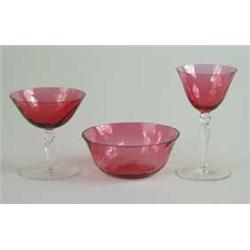 FIFTEEN PIECES OF CRANBERRY GLASS