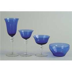 TWENTY-EIGHT PIECES COBALT GLASSWARE