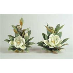 PAIR OF ROYAL WORCESTER PORCELAIN FIGURES OF “MAGNOLIA WARBLER” MODELED BY DOROTHY DOUGHTY