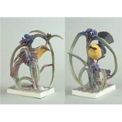 PAIR OF ROYAL WORCESTER YELLOW HEADED BLACKBIRDS MODELED BY DOROTHY DOUGHTY