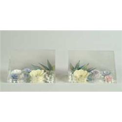 PAIR OF DOROTHY DOUGHTY ACRYLIC AND PORCELAIN BOOKENDS