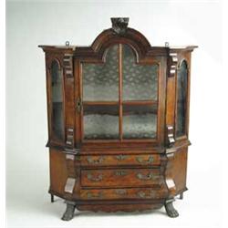 18TH CENTURY DUTCH MINIATURE WALNUT DISPLAY CABINET