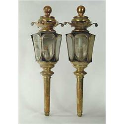 PAIR OF FANCY BRASS ELECTRIFIED COACH LAMPS