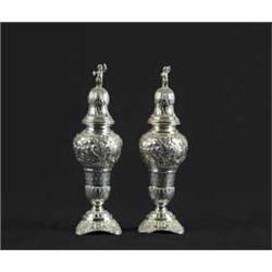 PAIR OF GERMAN SILVER SUGAR CASTORS